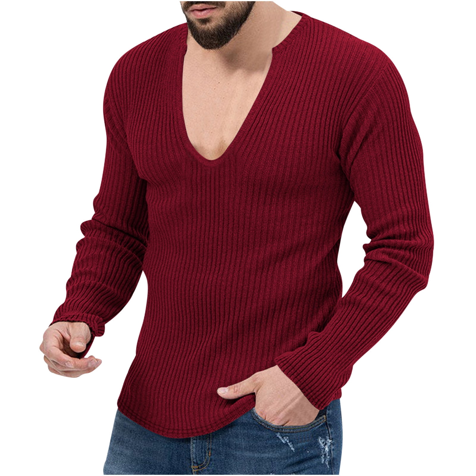 Mens deep V neck sweater: Hot or not? Get the inside scoop on this trend.